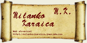 Milanko Karaica vizit kartica